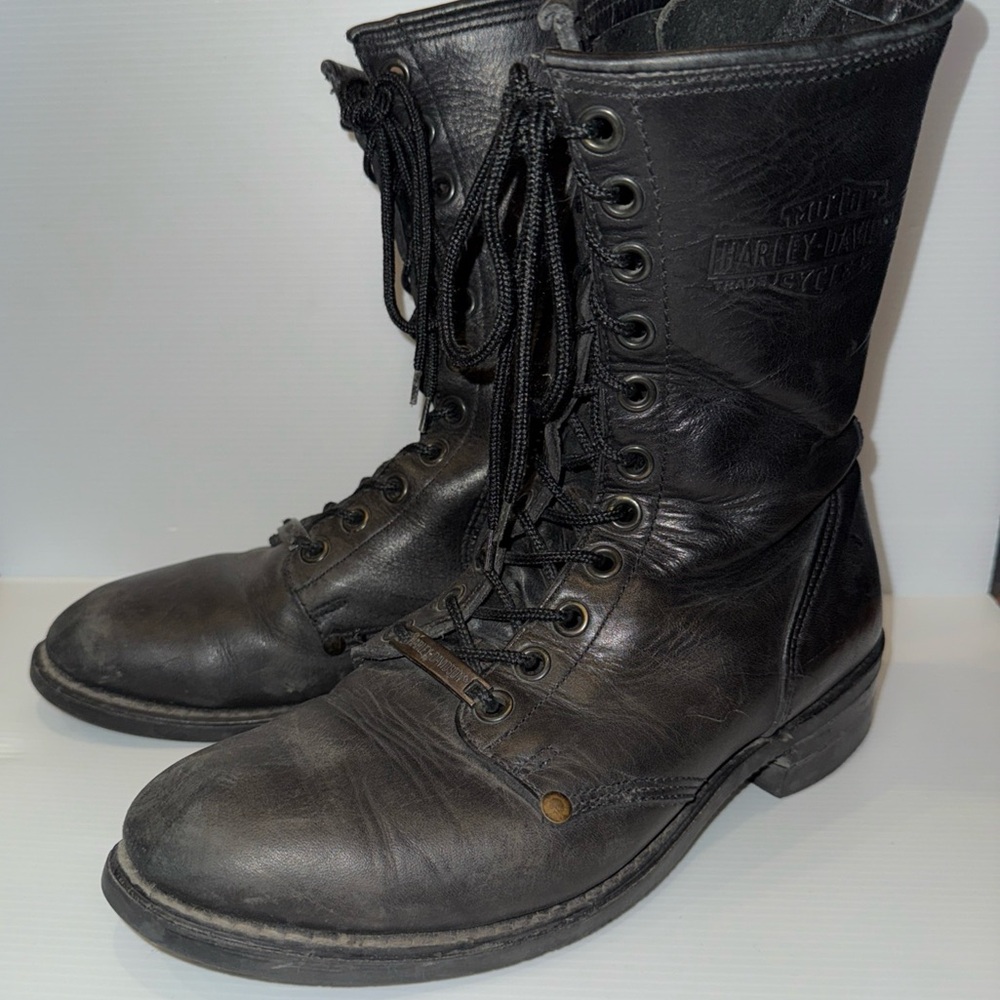Harley-Davidson Men's Dark Leather Lace-Up Boots